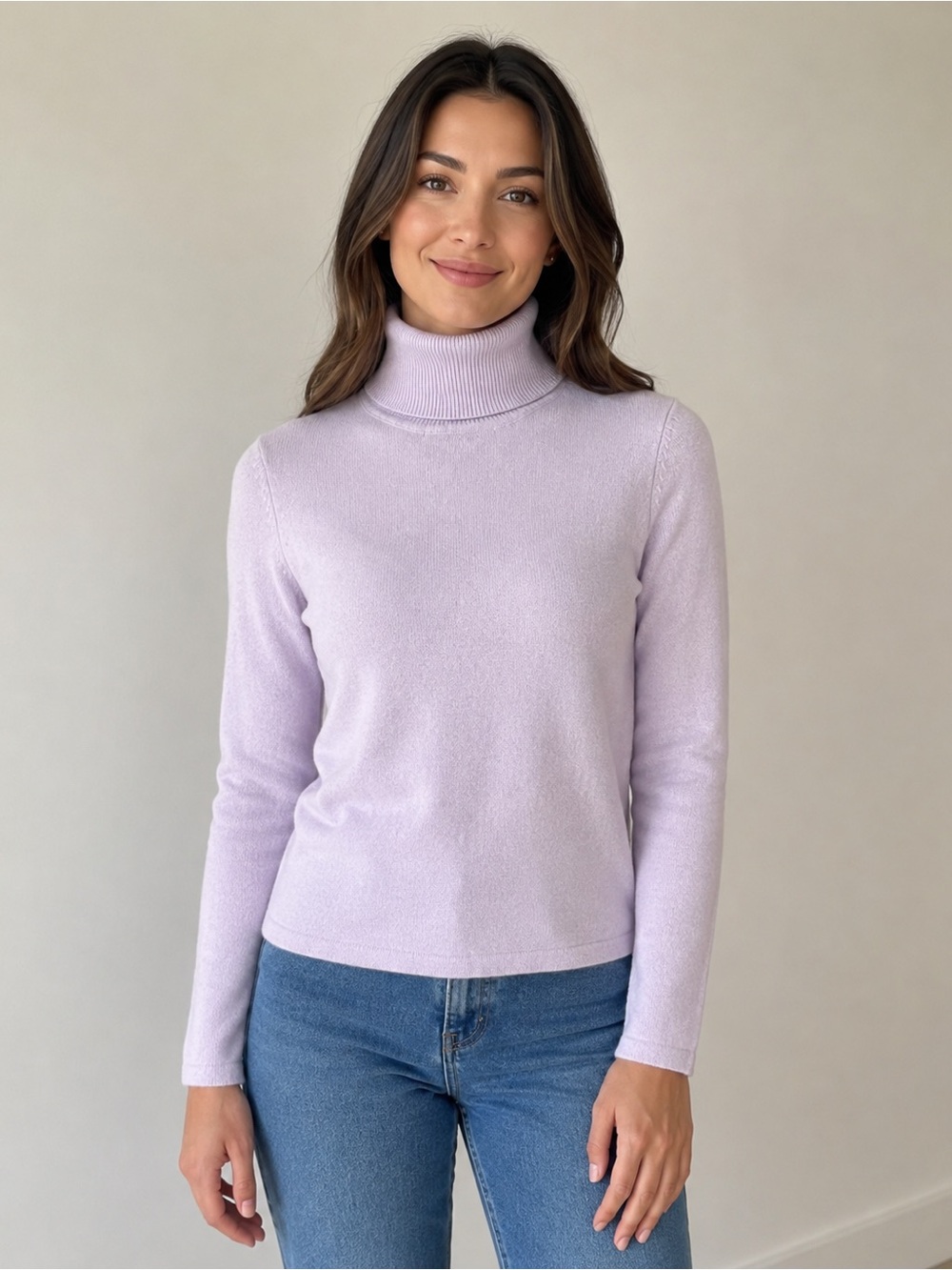 Lord & Taylor 100% Cashmere Lilac Turtleneck Sweater S